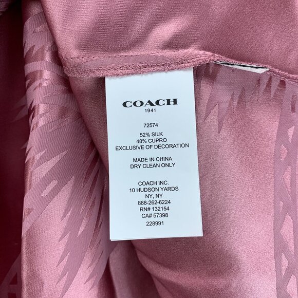 Coach Skirt Womens 10 Pink Silk Palm Tree Print Jacquard Tiered Handkerchief Hem - Picture 16 of 16